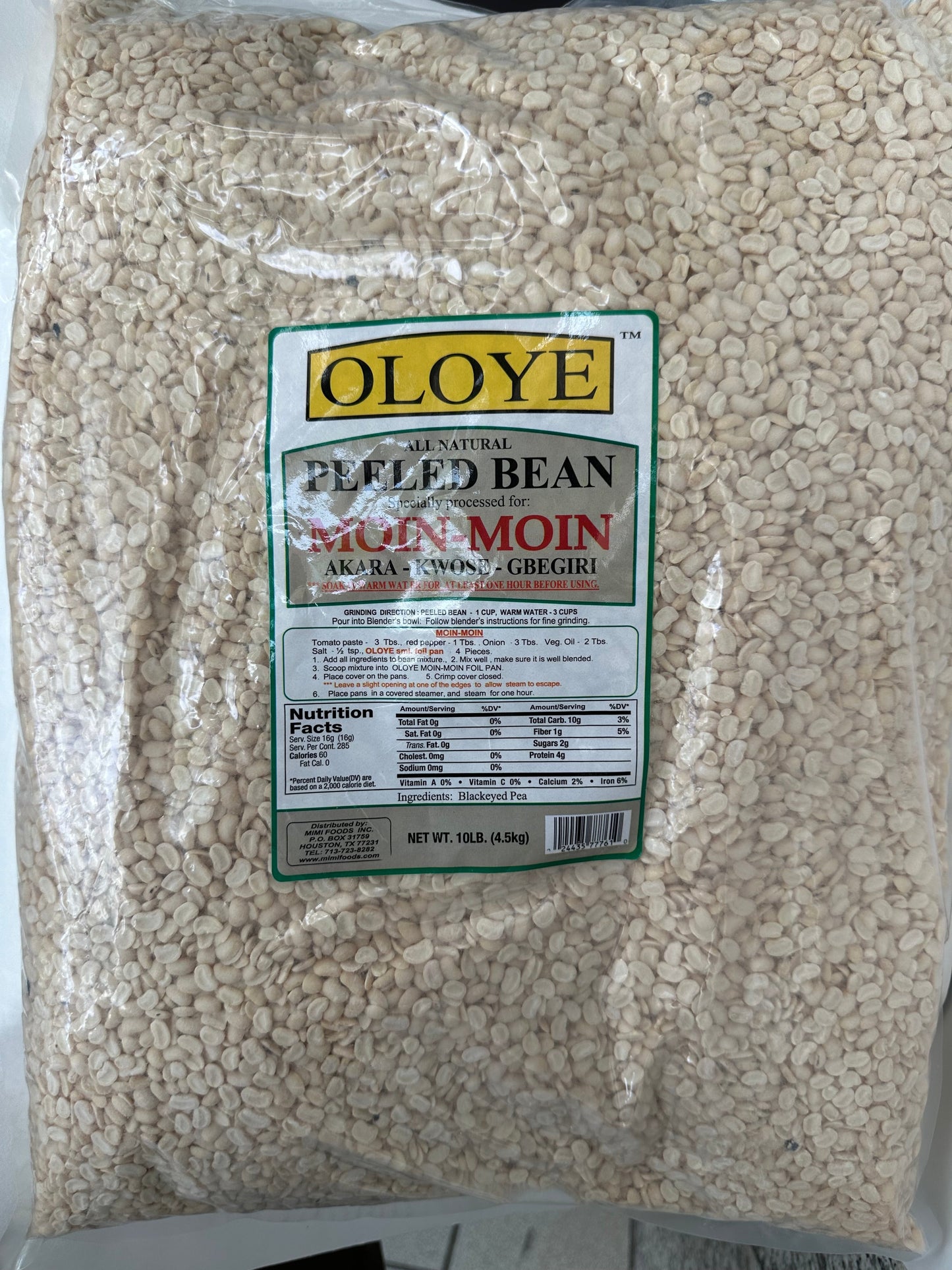 Oloye Peeled Beans – Ready-to-Cook Nutritious Legumes – 10 LB