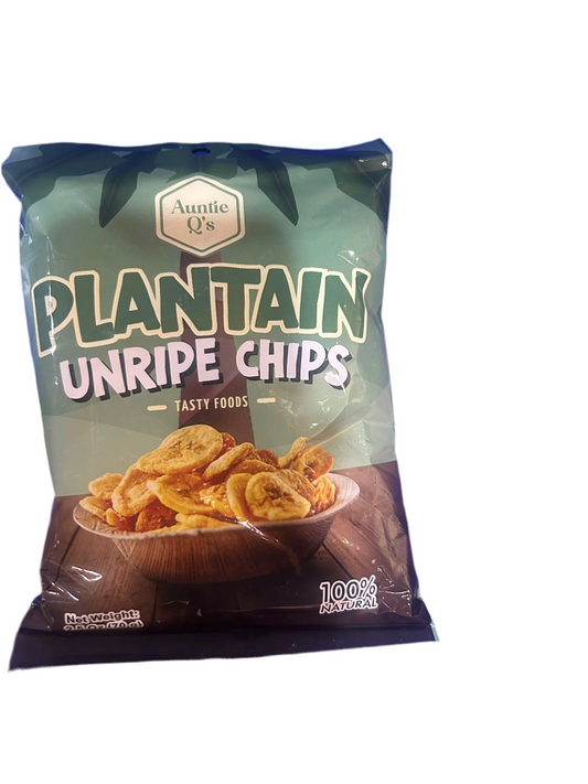 Auntie Q's Unripe Plantain Chips Crunchy & Low-Sugar Snack – 70g Pack